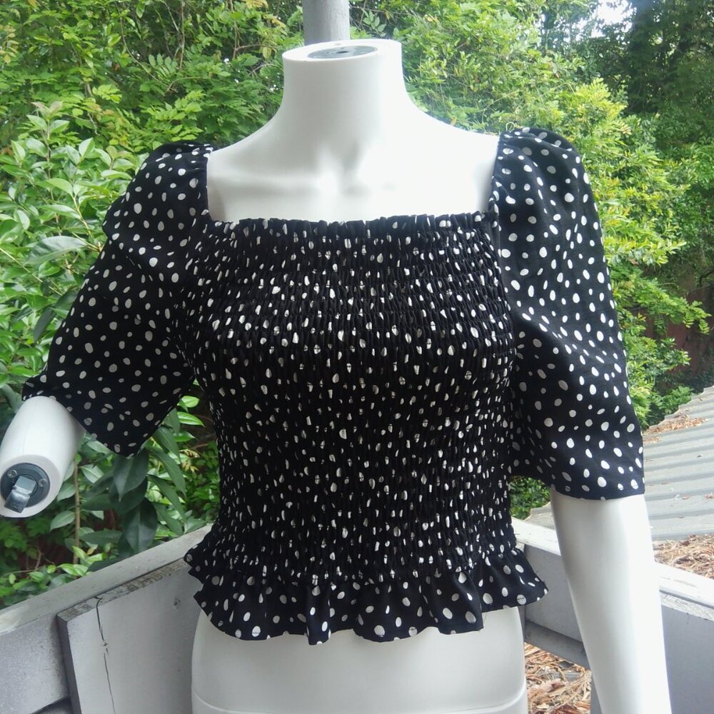 Versona Polka dot Smocked Top
